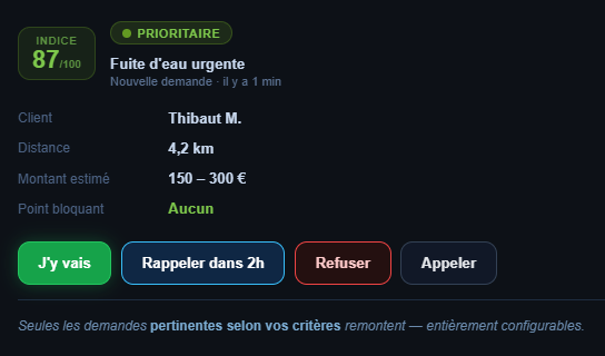 Tri intelligent des demandes terrain